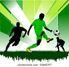 soccer design element; green background (vector-illustration);