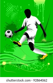 soccer design element; green background (vector-illustration);