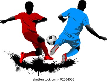 soccer design element; green background (vector-illustration);