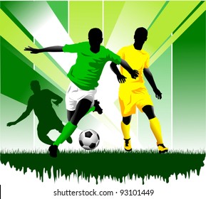 soccer design element; green background (vector-illustration);