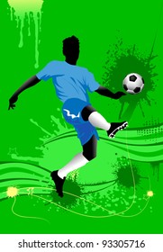 soccer design element; green background (vector-illustration);