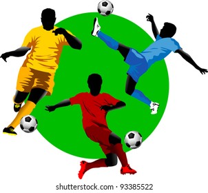 soccer design element; green background (vector-illustration);