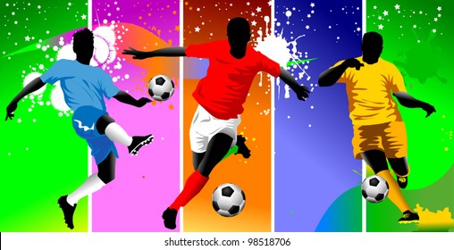 soccer design element; green background (vector-illustration);