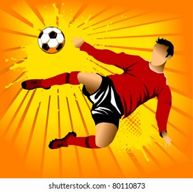 soccer design element, orange background (vector-illustration)