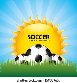 soccer design over sky  background  vector illustration