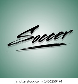 Soccer design template. Football poster invitation. Banner the abstract inscription soccer on darkened background. Grunge style. Vector illustration