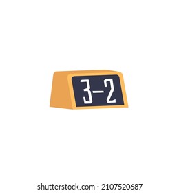 Marcador digital de temporización de fútbol, ilustración vectorial plana aislada en fondo blanco. Marcador de fútbol o de fútbol para la puntuación de presentación o los resultados del partido.