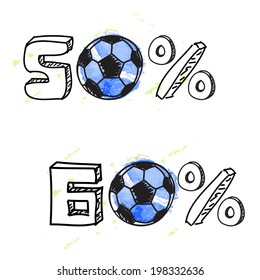 Soccer discount elements with balls on white background