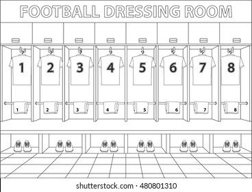 Soccer dressing room. Football drawing style design vector.