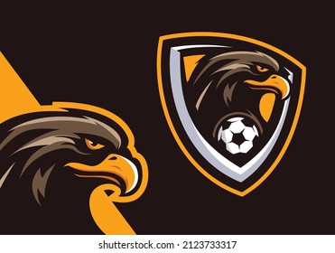 Soccer eagle badge logo design template