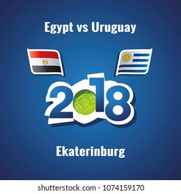 Soccer Egypt vs Uruguay flags vector blue background