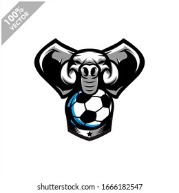 Soccer Elephant team logo design. Scalable and editable vector.	
