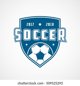 Soccer Emblem Blue Flat Icon On White Background