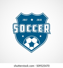 Soccer Emblem Blue Flat Icon On White Background
