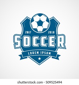 Soccer Emblem Blue Flat Icon On White Background