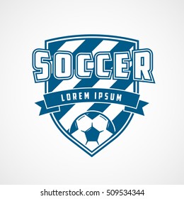 Soccer Emblem Blue Flat Icon On White Background