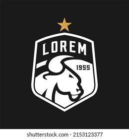 soccer emblem bull. Football logo with bull mascot logo vector Bull head, bull esports, angry flat vector logo