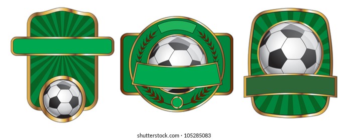 Soccer Emblem Design Set is an illustration of three soccer emblems or designs. Includes room for your own text. Great for t-shirt designs.