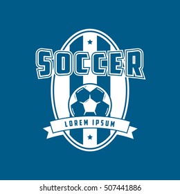 Soccer Emblem Flat Icon On Blue Background
