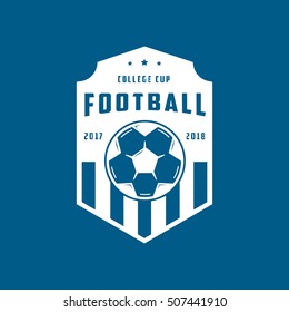 Soccer Emblem Flat Icon On Blue Background
