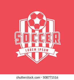 Soccer Emblem Flat Icon On Red Background