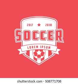 Soccer Emblem Flat Icon On Red Background