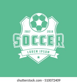 Soccer Emblem Flat Icon On Green Background