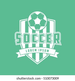 Soccer Emblem Flat Icon On Green Background