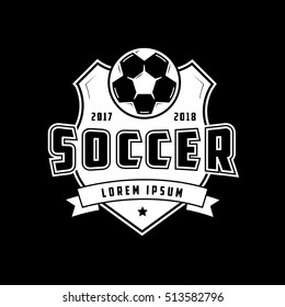 Soccer Emblem Flat Icon On Black Background