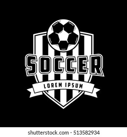 Soccer Emblem Flat Icon On Black Background