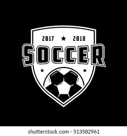 Soccer Emblem Flat Icon On Black Background