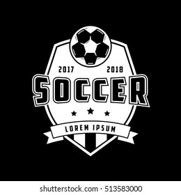 Soccer Emblem Flat Icon On Black Background