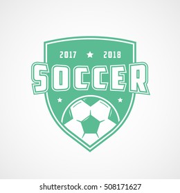 Soccer Emblem Green Flat Icon On White Background