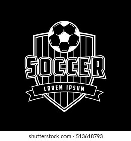 Soccer Emblem Line Icon On Black Background