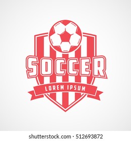 Soccer Emblem Red Flat Icon On White Background