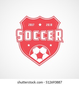 Soccer Emblem Red Flat Icon On White Background