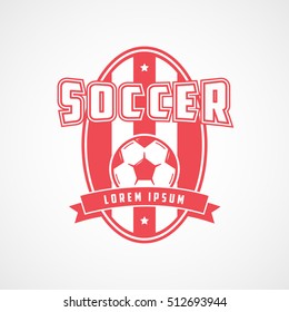 Soccer Emblem Red Flat Icon On White Background
