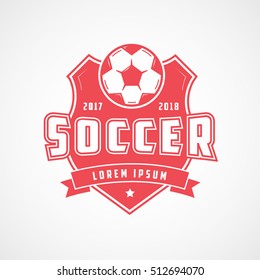 Soccer Emblem Red Flat Icon On White Background