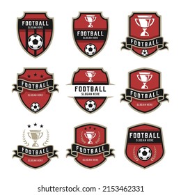soccer emblem. Set of Football Logo or Football Club Sign Badge. Football logo with shield background vector design