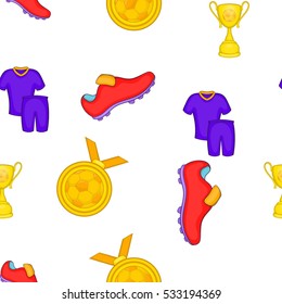 Soccer equipment pattern. Cartoon illustration of soccer equipment vector pattern for web