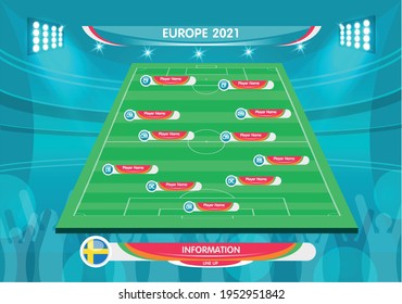 Soccer European championship 2021. soccer playing field with strategy elements. set of infographic elements. Vector illustration. 