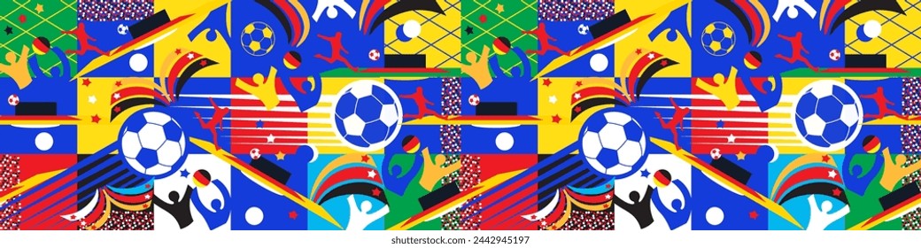 Soccer European championship 2024 Abstract seamless pattern background soccer pattern Football Poster Europe Champion League award cup Soccer ball Winner world WIN Euro Finale Game competition Germany