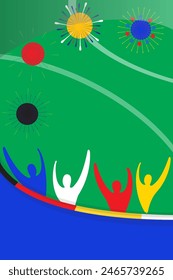 Soccer European championship 2024 Abstract fun people background soccer pattern Football Poster Europe Champion League award cup fan Soccer ball Winner world WIN Euro Finals Game competition Germany