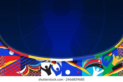 Soccer European championship 2024 Abstract Blue background soccer stadium pattern Football competition Poster Europe Champion League award cup Soccer ball Winner world WIN Finale Game Euro Germany fun