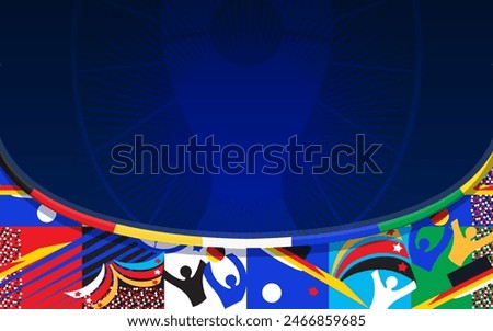 Soccer European championship 2024 Abstract Blue background soccer stadium pattern Football competition Poster Europe Champion League award cup Soccer ball Winner world WIN Finale Game Euro Germany fun