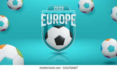 Soccer European championship. Abstract Turquoise dynamic background soccer banner Football. Vector illustration