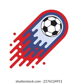 Soccer (European football) ball comet with flames in flat design style. Sport emblem creative illustration on a white background. Vector sport concept easy to edit and customize EPS 10
