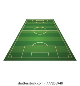 Soccer, european football field, isolated vector illustration. Soccer green field for game, realistic illustration for sport design
