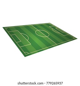 Soccer, european football field, isolated vector illustration. Soccer green field for game, realistic illustration for sport design