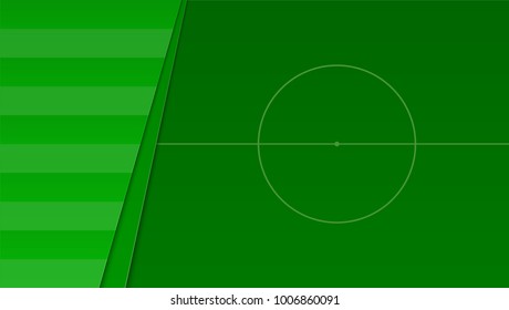 Soccer or european football green field. Horizontal banner for football competition or sport events, top view. 3D illustration, template for print design, cover, posters.